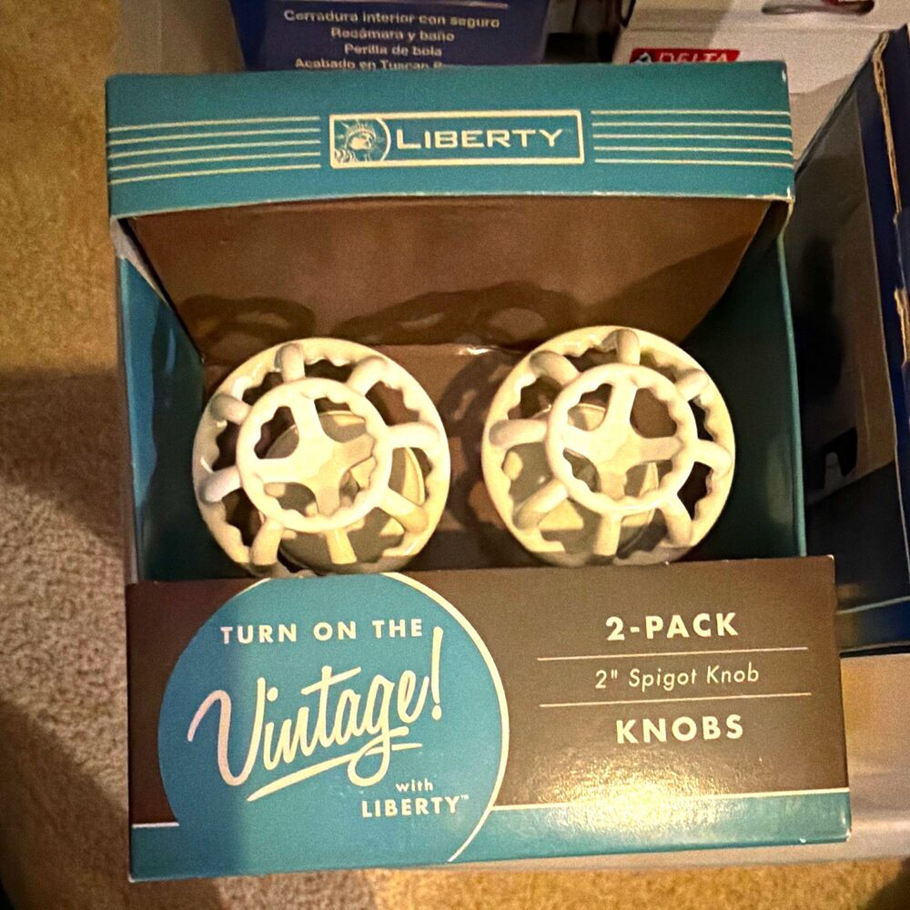 Liberty Vintage White 2in Round white Cabinet Knobs Spigot Style 2-Pack